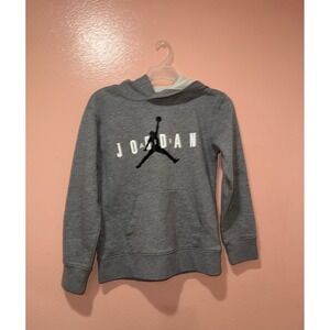 Jordan Gray Pullover Hoodie Sweatshirt Jumpman Logo Youth Size M 10-12